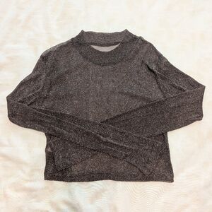 NWOT Brown Sheer Glitter Mesh Metallic Crop Top Size One Size